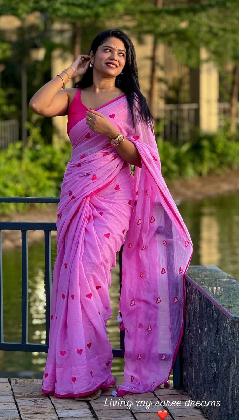 Pink Love Khadi Saree